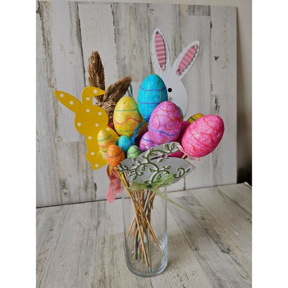 Easter egg glitter bunny rabbit bouquet spring decor - Picture 1 of 6